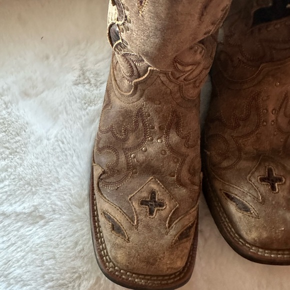 WOMENS size 8.5 Laredo square toe tan cowboy boot - Picture 2 of 5